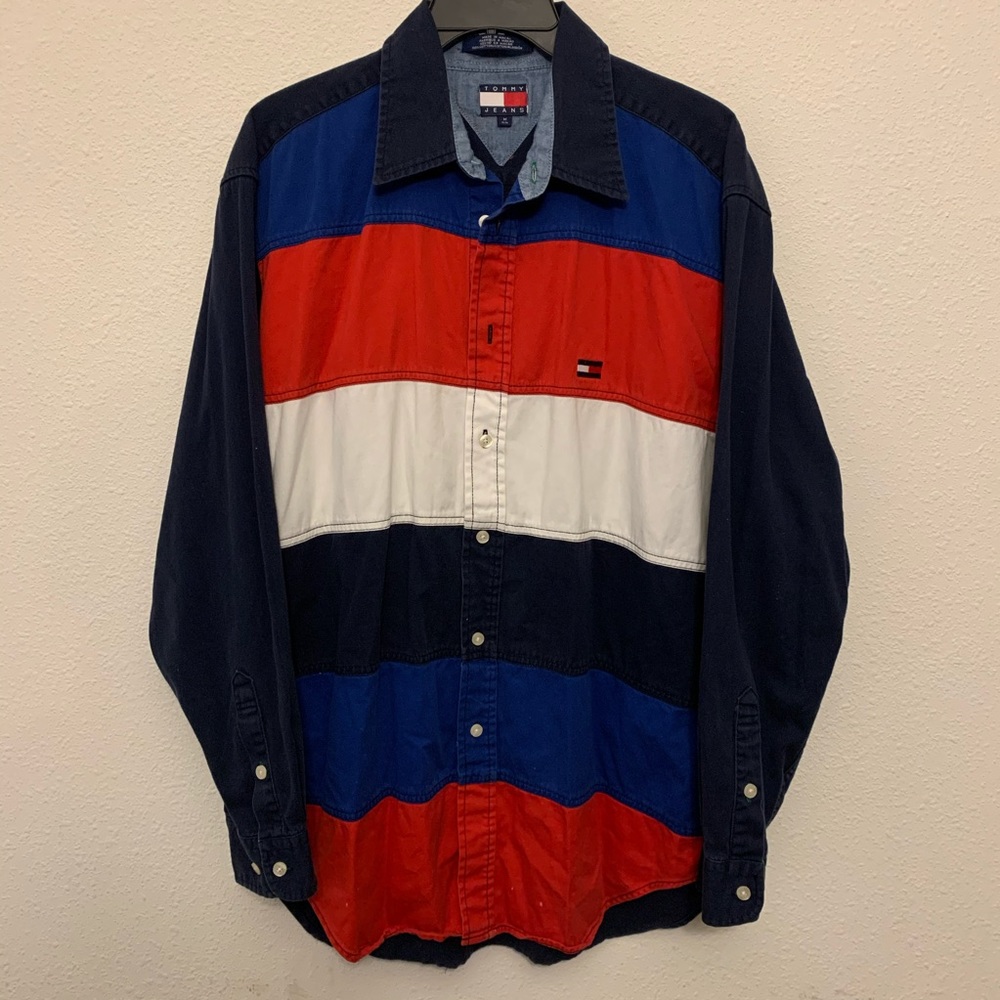 Tommy Hilfiger Medium Color Block Button Up Shirt - image 1